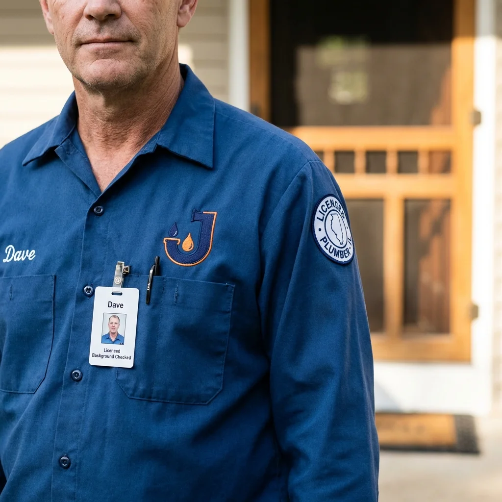 Licensed plumber showing ID badge in Sayville, NY
