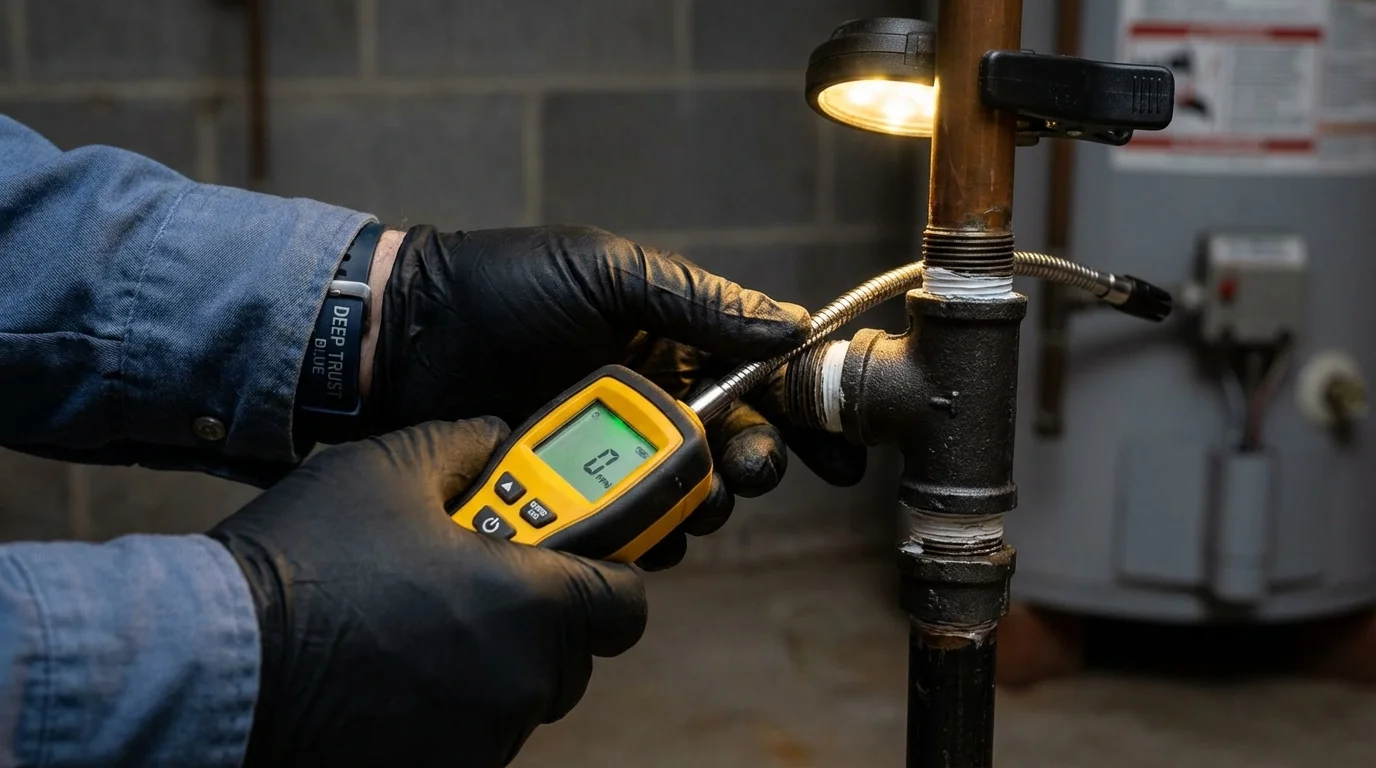 Gas leak detection with electronic sniffer by Johns Plumbing LLC in Sayville
